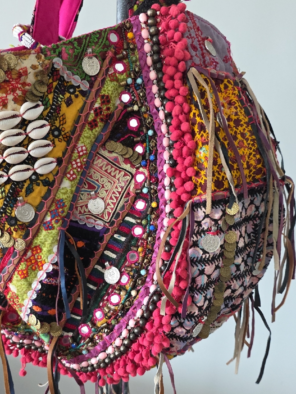Boho Bold Embroidered Shoulder Tote Bag - Picture 4 of 16